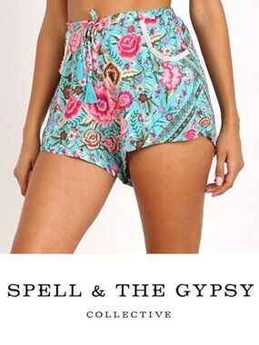 Spell & The Gypsy Collective Babushka Turquoise Shorts XS b89